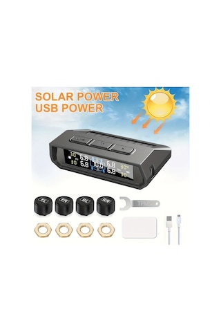 Boatshop1 T17 Lastik Basınç İzleme Sistemi Evrensel Kablosuz Güneş Tpms Harici Sensör Lastik Basıncını Doğru Tespit Eder
