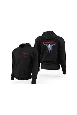 Rammstein Angel Siyah Fermuarlı Limited Edition Kapşonlu Sweatshirt Siyah