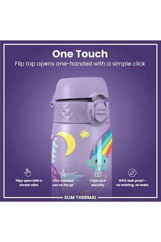 Ion8 - İnce Su Termosu - Mor Unicorn - 500 Ml - Sızdırmaz Çok Renkli
