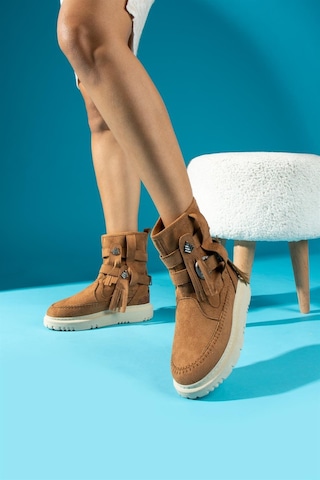 Shoetek Filipa Kadın Bot&bootie Püsküllü Postal Taba Süet Taba Suet