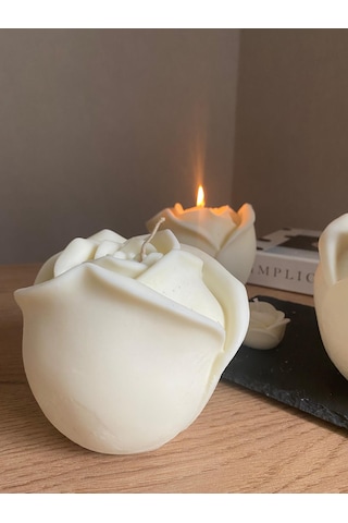 Büyük Boy Gül Hediyelik Mum % 100 Soya Mum