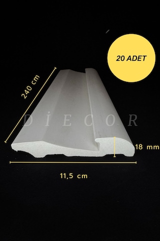 Diecor Dekoratif Boyanabilir 20 Adet 11,5 Cm Led Döşenebilen Polistren Süpürgelik Model:xa172