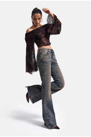 it's basic Kadın Tint 4w6-9 Flare Fit Komfort Kumaş Tasarım Denim Jean Kırmızı