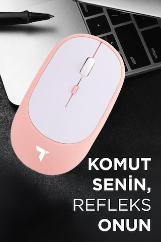 Torima Tm-16 Pembe Kablosuz Çift Modlu Sessiz Mouse Fare 001