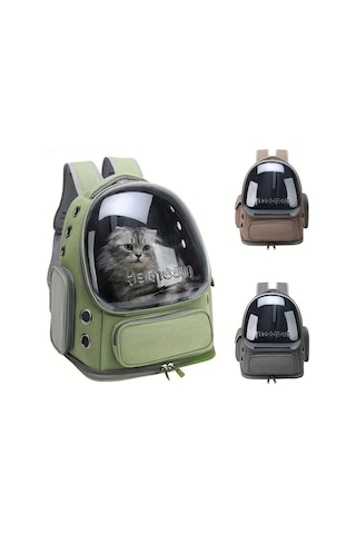 Elmpaly Yeşil Şeffaf Kedi Sırt Çantası Küçük Köpekler İçin Seyahat Taşıma Çantası