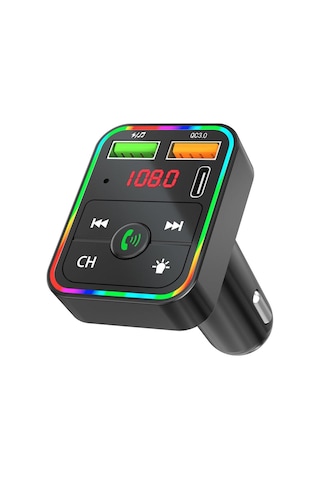 Pdf2 Ortam Işığı İle Hızlı Şarj Cihazı Fm Verici Bluetooth Eller Serbest Arama Mp3 Çalar