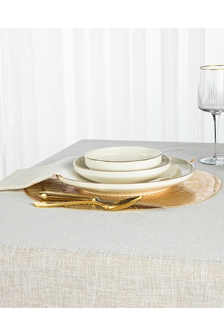 English Home Luxe Keten Look Masa Örtüsü 150x200 Cm Bej Bej