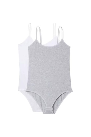 2 Adet İp Askılı Kadın Çıtçıtlı Body Beyaz Ve Gri Çok Renkli