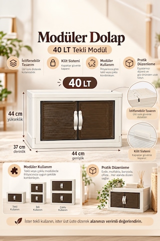 Porsima Modüler Tekerlekli 4 Katlı İstiflenebilir Dolap Beyaz 160 Lt Çok Amaçlı Depolama Dolabı