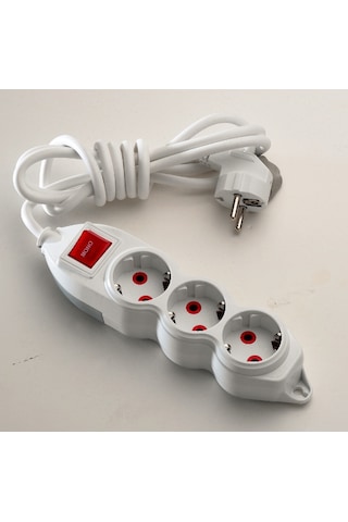 Mono Orion 3'lü Anahtarlı Topraklı Grup Priz 5 Metre (3x1) Beyaz