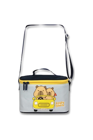 Capybara Unisex Isı Yalıtımlı Capybara Seyahatte Sarı - Siyah Okul Beslenme Çantası - 6219