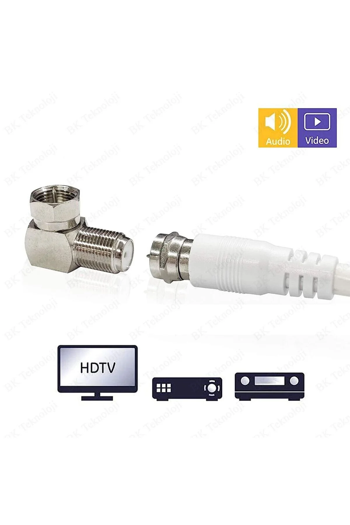 L Tipi Konnektör Fiş Rg6 Çevirmeli 90 Derece Tv Uydu Cvtv Sistemlerine Uygun F Konnektör 10 Adet
