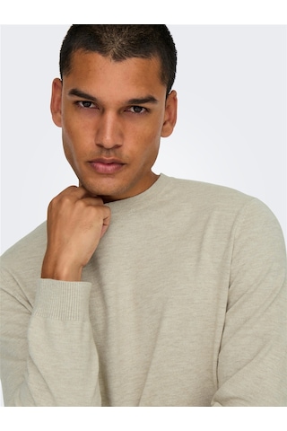 Only & Sons Onslouı Reg 12 Mel Crew Knıt Noos Erkek Bej Kazak - 22029951