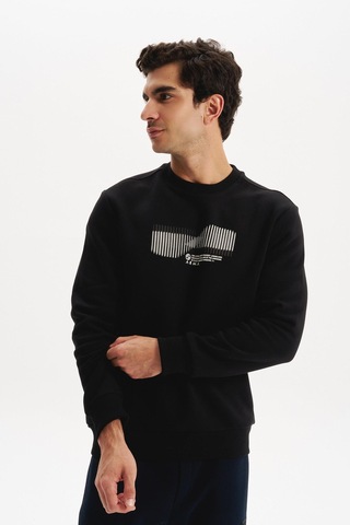 AR-MA Arma Erkek Regular Fit 3 İplik Kalın Kumaş Baskılı Bisiklet Yaka Sweatshirt K30124603002 Siyah