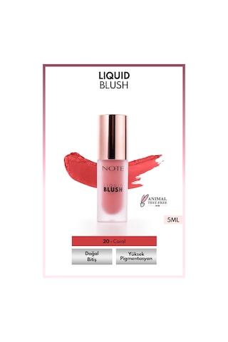 Note Cosmetique Liquid Blush Nemlendirici Etkili Likit Allık - 20 Coral