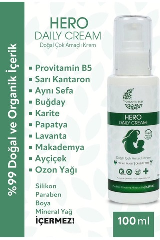 Organik Baby Çok Amaçlı Hero Daily Cream Krem - %99 Doğal Içerik Provitamin B5 Içeriği 100 Ml