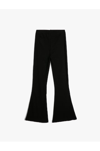 Koton Basic İspanyol Paça Pantolon Beli Lastikli Siyah 4wkg40029ak Siyah