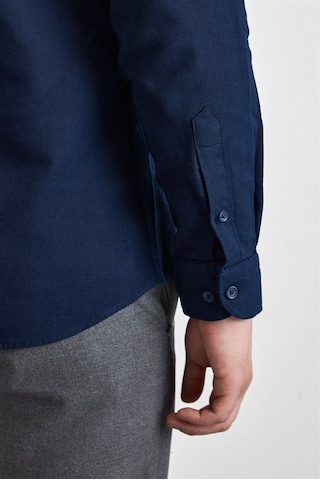 Süvari Lacivert Slim Düğmeli Yaka Düz Casual Gömlek Gm2008000264-m09