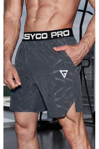 Ghassy Co. Erkek Runnig Pro Elastik Bel Nefes Alabilen Koşu Fitness Spor Şortu 001 Füme