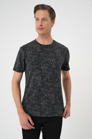 Efor Comfort Fit Bisiklet Yaka Batik Görünmlü Kısa Kol Casual Siyah Tişört Ts 905 Siyah
