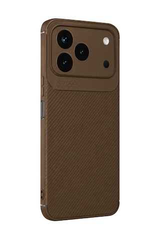 Tecno Spark 50 4g Kılıf Karbon Silikon Case Kahverengi