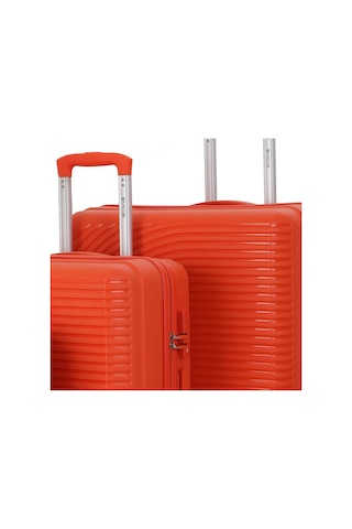 Mçs Bavul Büyük Ve Kabin 2li Set Kırılmaz Silikon Valiz V374 Portakal Portakal