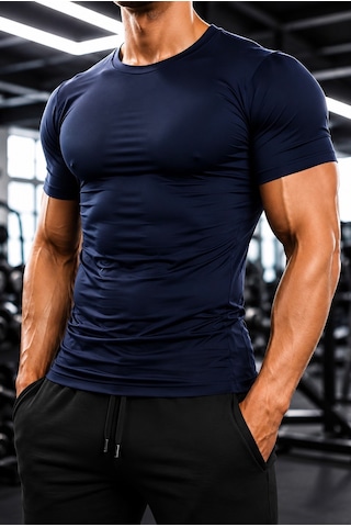 Sapeur Erkek Premium Dar Compression Tişört - Esnek Ve Nefes Alan, Spor & Günlük Tişört Lacivert