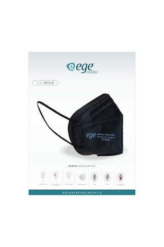 Ege Maske 4014-K Ffp2 Nr N95 Ventilsiz Maske 50'li Siyah