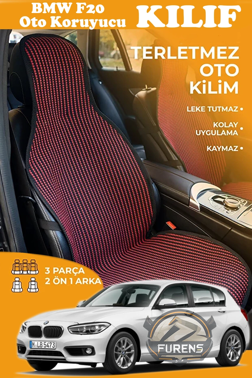 Bmw F20 Uyumlu Kırmızı Prestij Serisi Dokuma Kumaş Oto Koltuk Kılıfı Ön Tam Arka Alt