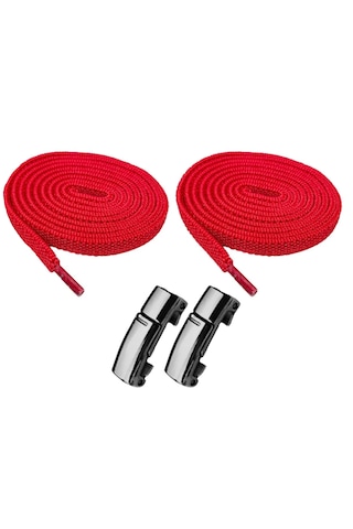 Elastik Kırmızı Akıllı Kilitli Bağcık Mıknatıslı Tak Bırak 100 Cm Kırmızı