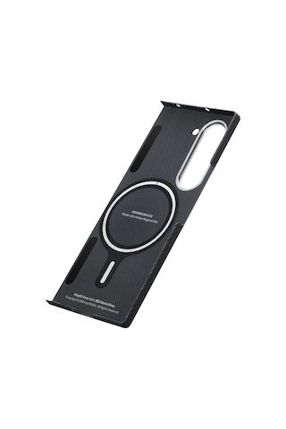 Galaxy Uyumlu Z Fold 6 Kılıf Magsafe Şarj Özellikli 600d Aramid Fiber Pitaka Ultra-slim Black-grey Twill Siyah - Gri