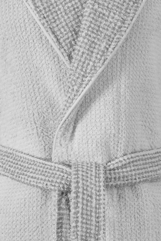 Sadem Organik Plaid Şal Yaka Bornoz Gri