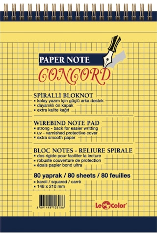 Concord Ofis Bloknot A5 Kareli Sarı