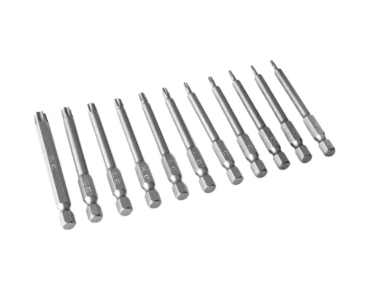 Xindoker 11 Adet Çelik Krom Vanadyum Yıldız Tipi 75mm Tornavida Ucu Seti - Delikli, Sandblasted, Somun Sıkma Aleti Uçları