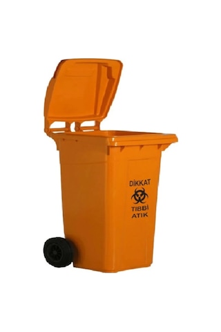 Safell Plastik Tıbbi Atık Çöp Konteyneri 240 Litre Konteyner Turuncu N11.232