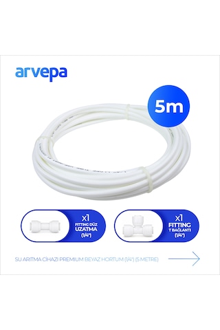 Arvepa Su Arıtma Cihazı 1/4" Premium Beyaz Hortum 5 Metre - Quick Bağlantı Seti