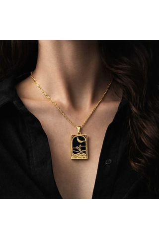 Gold Kaplama Tarot Figürlü Kolye Çok Renkli