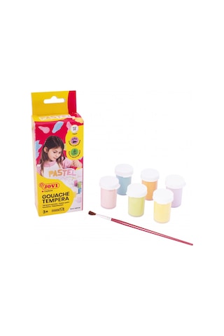 Jovı 520p Guaj Boya 15ml Kavanoz + Fırça Pastel Renkler - 6'lı Kutu Renksiz
