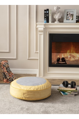 Yuvarlak Şeritli Puf Minder, 60x60cm