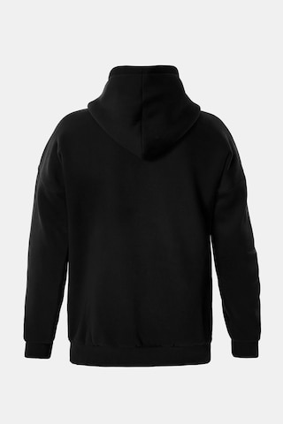 Unisex Fermuarlı Kapüşonlu Oversize Sweatshirt - Siyah Siyah