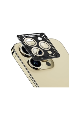 Blueo Apple Uyumlu iPhone 12 Pro Metal Kamera Lens Koruyucu Altın