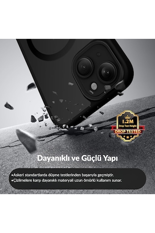 Bix Apple iPhone 15 Magsafe Uyumlu Kılıf Tam Koruma Manyetik Darbe Emici Siyah