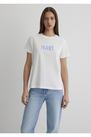 Mavi - Mavi Logo Baskılı Beyaz Tişört 1612232-70057 Beyaz