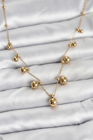 316l Çelik Zincir Gold Renk Topçuklu Kolye Eb-bko10632 Çok Renkli