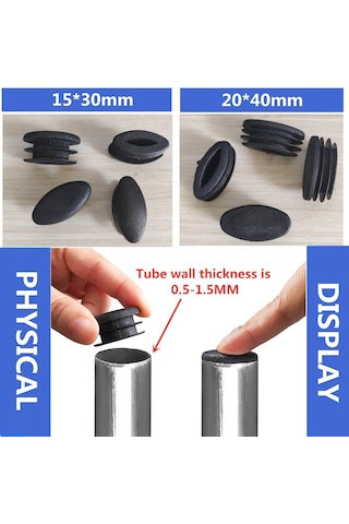 32 Parça Plastik Boru Uç Kapakları Mobilya Ayakları Oval Uç Kapakları Plastik Sandalye Bacak Koruyucuları Dolap Sandalyesi İçin Oval Boru Tapası Oval Boru Ek Parçası 15x30mm, Siyah Diğer