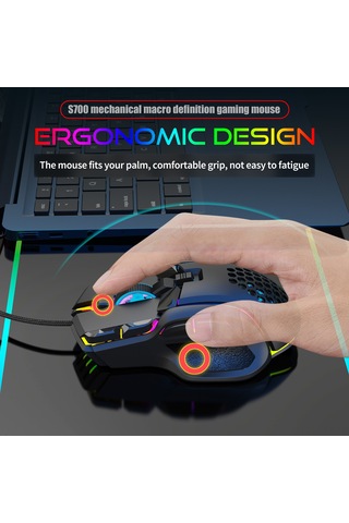 Springsun Hxsj S700 10 Tuşlu Programlanabilir Rgb Aydınlatmalı Oyun Faresi - 12800 Dpı, 20m Tıklama Ömrü 001