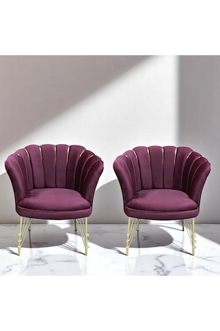 2 Tekli Bordo Kumaş Gümüş Metal Ayak - Balkon Ofis Bekleme Çay Seti Koltuk Takımı Bordo
