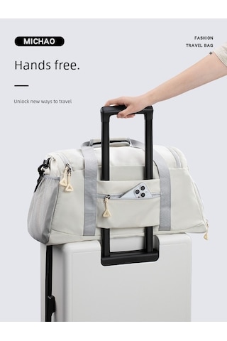 Carrier- Kadın Seyahat Spor Çantası - Mavi Beyaz Büyük Boy -