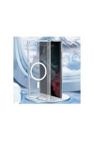 Samsung Galaxy Uyumlu S23 Ultra Kılıf Tacsafe Wireless Kapak Şefaf Şefaf-colr65779