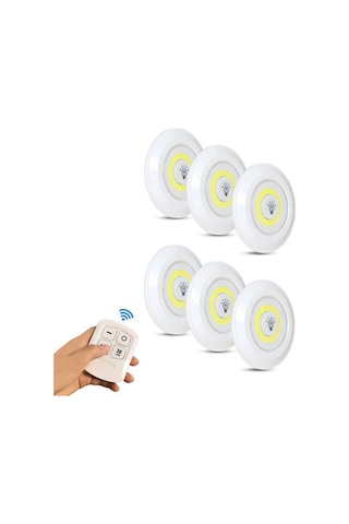 Teltree Cob Beyaz Işık Led Gece Lambası, Uzaktan Kumanda Ve Dokunmatik Kontrol, Yatak Odası Gardırop Için, 30 Dakika Zamanlayıcı 3 Aaa Pil Gereklidir, Çıktıda Yok - 6 Adet Kutulu Beyaz